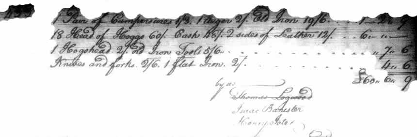 Benjamin Milam Estate Inventory December 1782 page 433